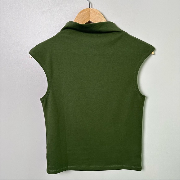 J. Crew Fitted mockneck tank top in stretch cotton blend  Utility Green BY373 - Picture 8 of 10